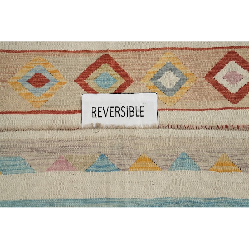 Hand Woven Oriental 100% Wool Carpet Southwestern Tribal Multi-Colored Kilim Area Rug - 9' 10'' X 8' 3''