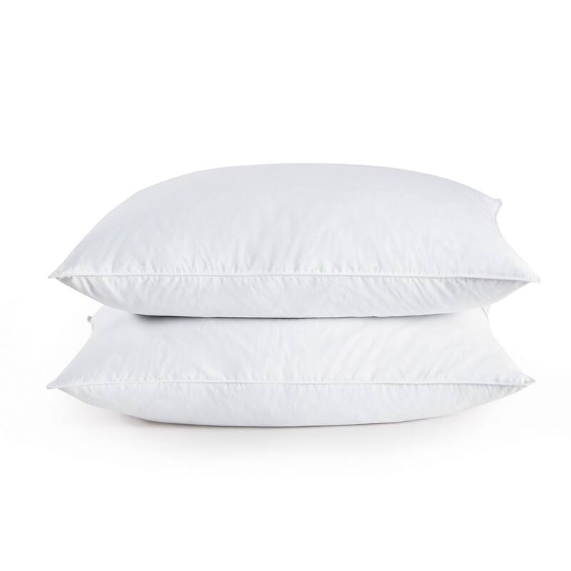 Feather and Polyester Blended Cotton Pillows - Set of 2 - White