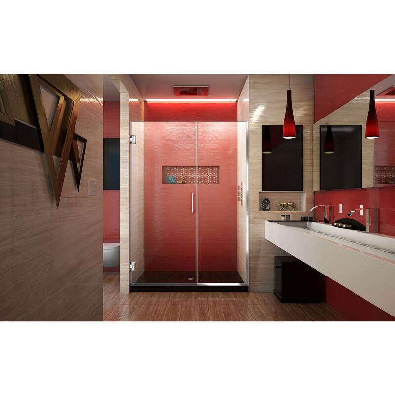 DreamLine Unidoor Plus 52-52 1/2 in. W x 72 in. H Frameless Hinged Shower Door - 52" - 52.5" W - Chrome Finish