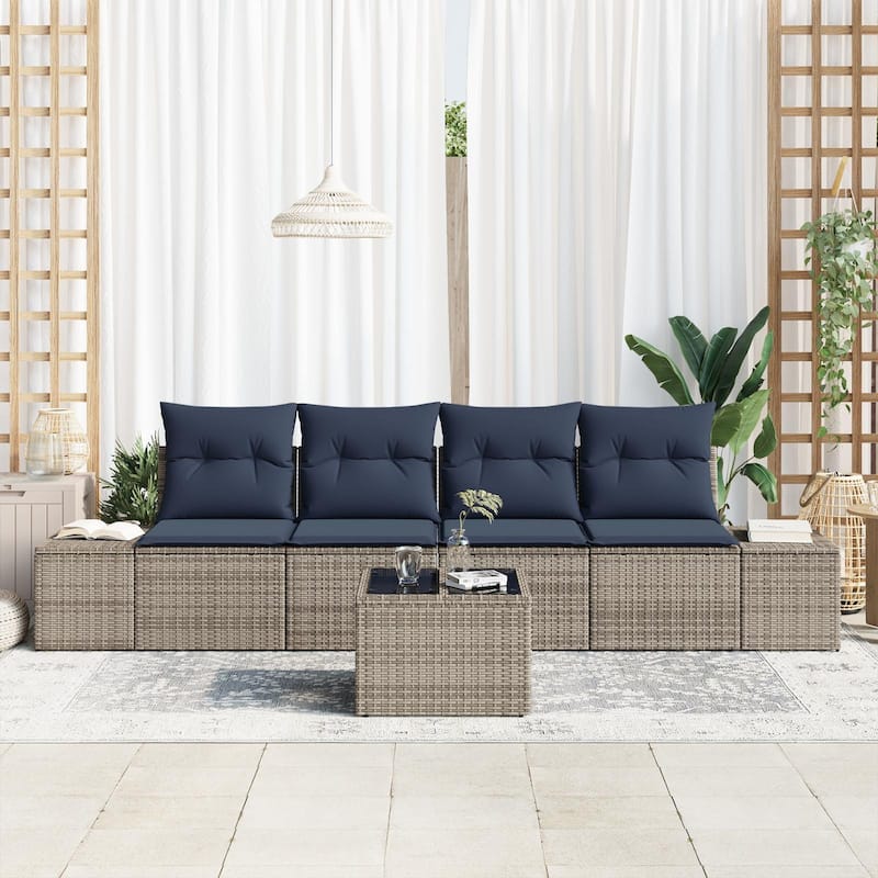vidaXL 5 Piece Garden Sofa Set with Cushions - 115.7×24.4×27.2