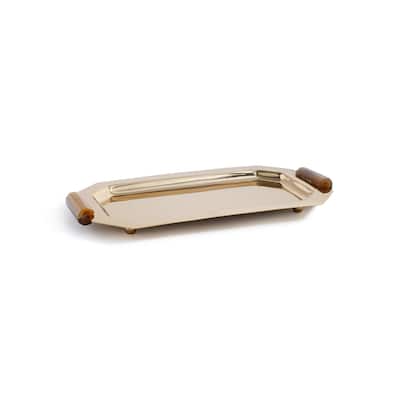 Polished Octagon Metal Serving Trays with Horn Handles