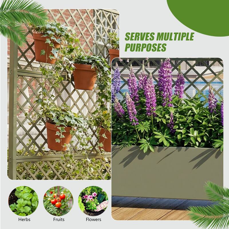Raised Garden Bed Planter with Trellis Movable Planter Box with Lockable Wheels