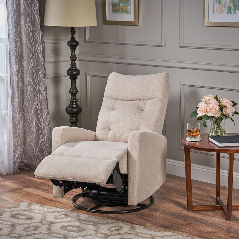 Modern Fabric Glider Swivel Recliner Chair by Christopher Knight Home