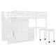preview thumbnail 63 of 110, Twin/Full Size Loft Bed with Storage Staircase, Wardrobe and Desk, Solid Wood Loft Bedframe with 2 Storage Drawers and Shelves