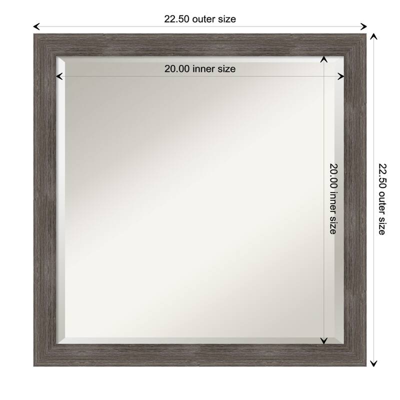 Beveled Wood Bathroom Wall Mirror - Pinstripe Lead Grey Frame - Pinstripe Lead Grey