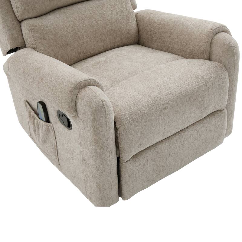Christopher Knight Home - Solara Upholstered Swivel Rocker Recliner Chair with Massage and Side Storage Pocket
