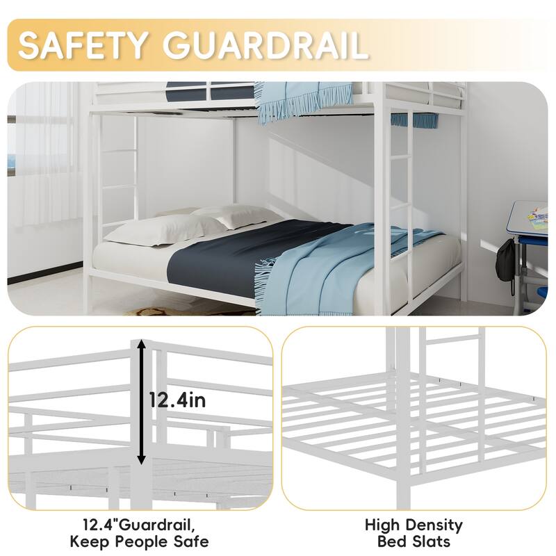 Space-Saving Twin & Full Metal Bunk Bed with Sturdy Frame for Compact Rooms