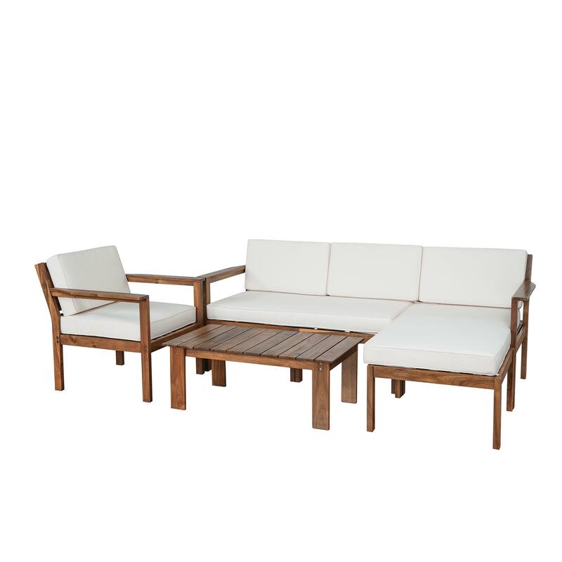 Thoughful Design Multiperson Sofa Set,MidCentury Modern Outdoor Patio Sectional Sofa Set