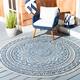 SAFAVIEH Courtyard Fran Mandala Indoor/ Outdoor Waterproof Patio Backyard Rug - 4' Round - Light Grey/Blue