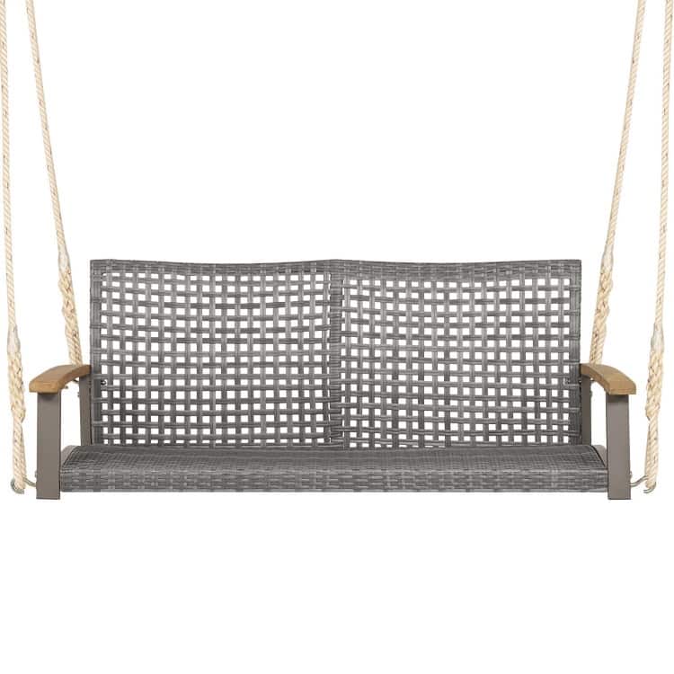 2-Person Patio Wicker Hanging Swing Chair - 55" x 27" x 21.5" (L x W x H)