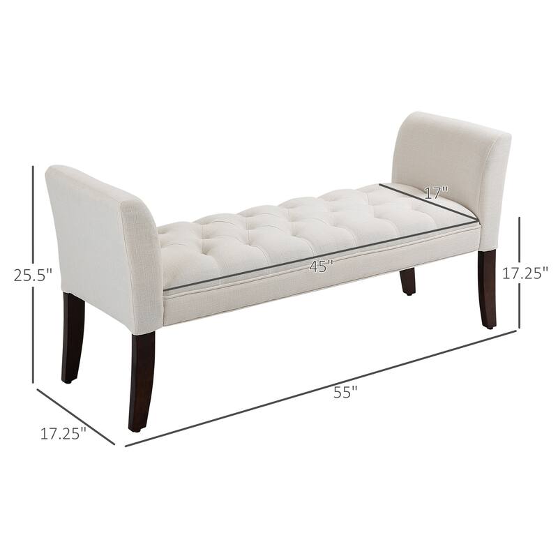 Hallway Bench Entryway Footrest Bench with Button Tufting, Bedroom End of Bed Bench Leisure Bench with Armrests