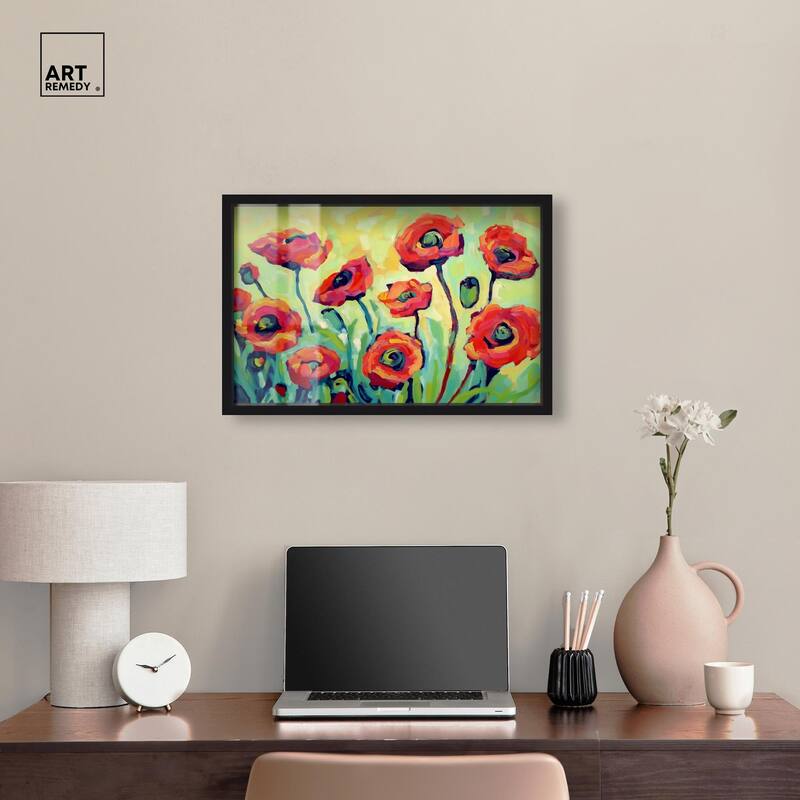 Red Poppy Field I Shadowbox by Art Remedy