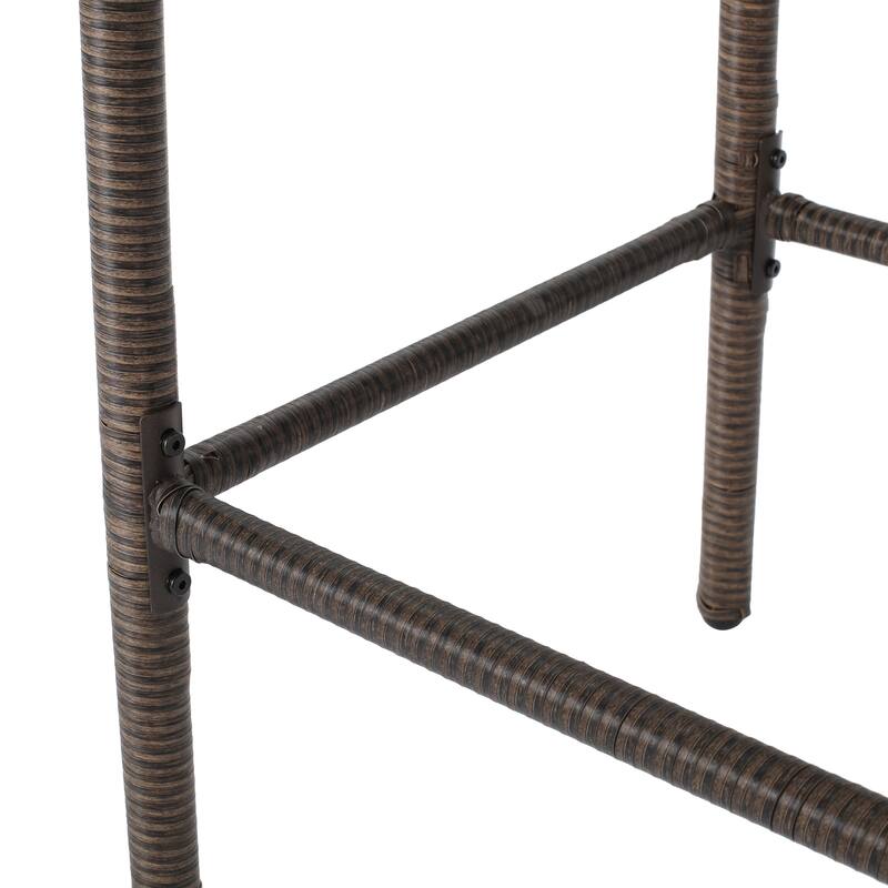 Patio Rattan Barstool with Armrest and Footrest (Set of 2) by Leisure Zone