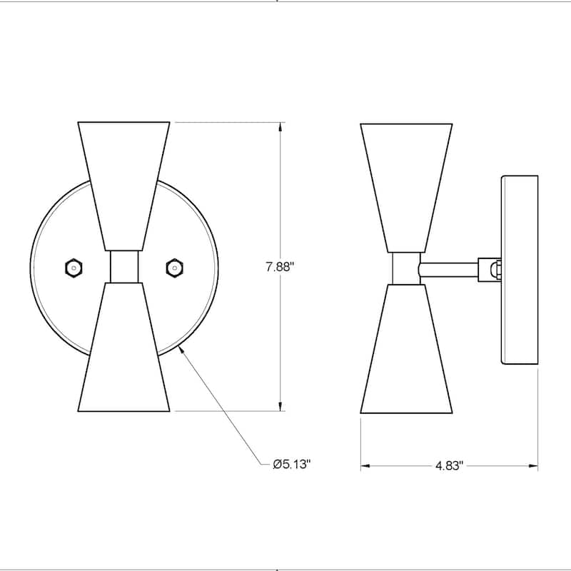 OROMA HOME Carlotte 2-Light Metal Wall Sconce Hardwired E26 G40 - N/A