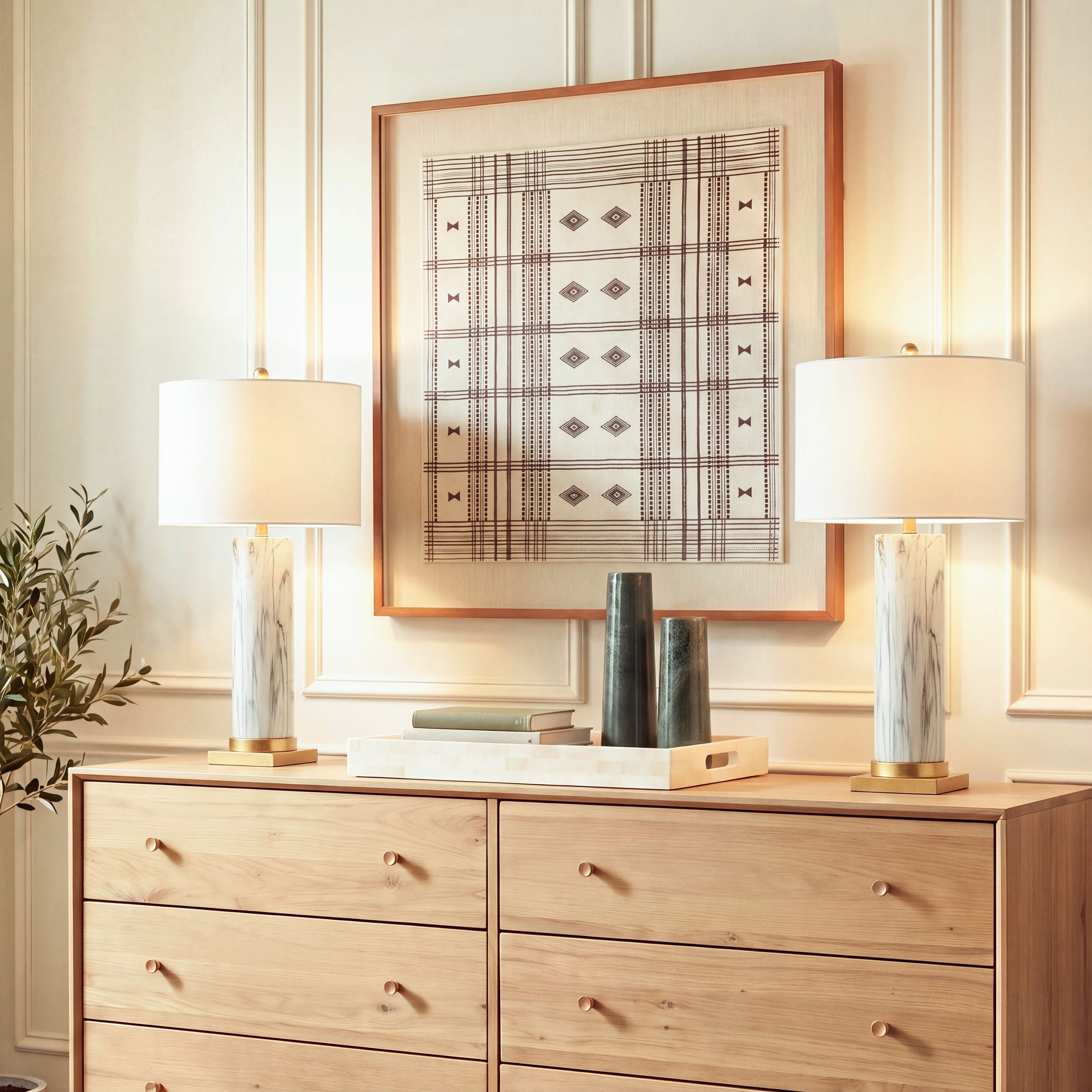 SAFAVIEH Lighting Vonetta Glam Marble Table Lamp Set of 2, 31.25-Inch - 15Wx15Dx31H