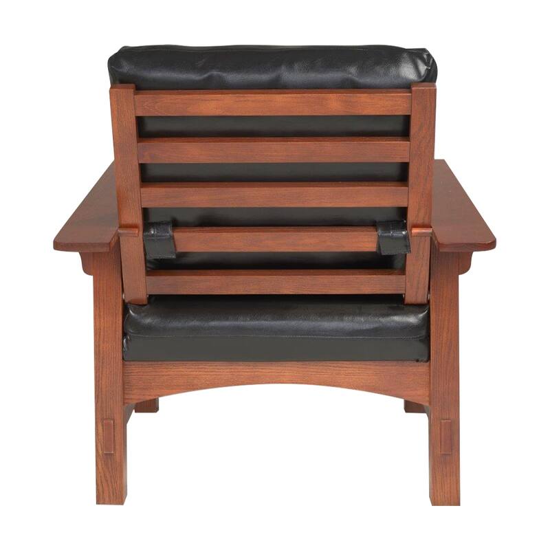 Leick Home Mission Adjustable Armchair with Black Faux Leather Upholstery