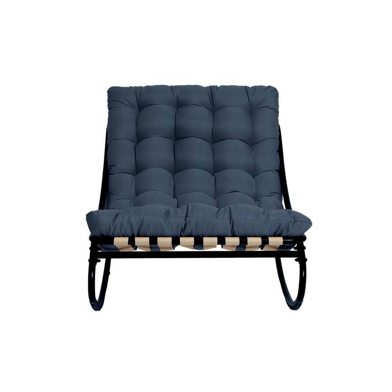 Outdoor Metal Frame Rocking Chair with Water-Resistant Cushions