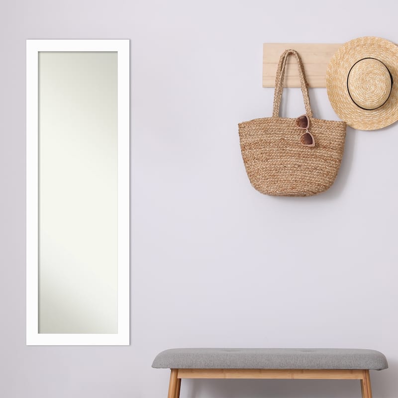 Basic Narrow Non-Beveled Wood Framed Full-Length On the Door Mirror - Glass Size 14x48
