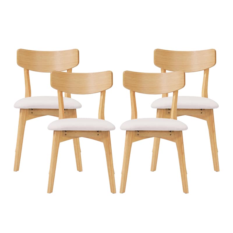 Mid-Century Dining Chairs Set of 4, Upholstered Wood Frame Chairs, Classic Armless Dining Chair
