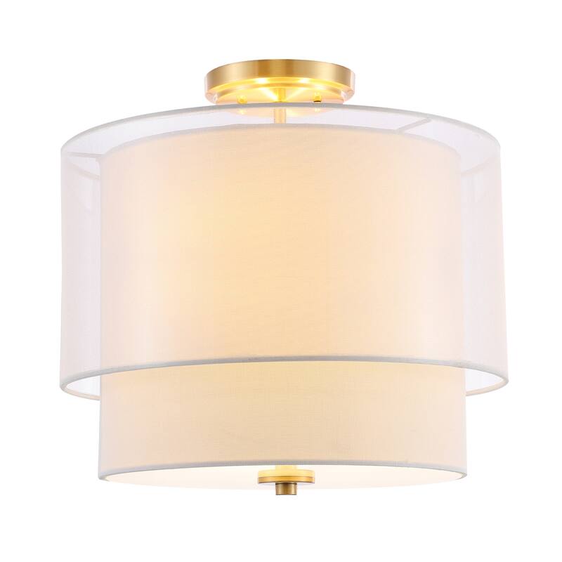 SAFAVIEH Lighting Birgitt Flush Mount - 16" W x 12" D x 16" H - Gold Base/White - 16Wx12Dx16H