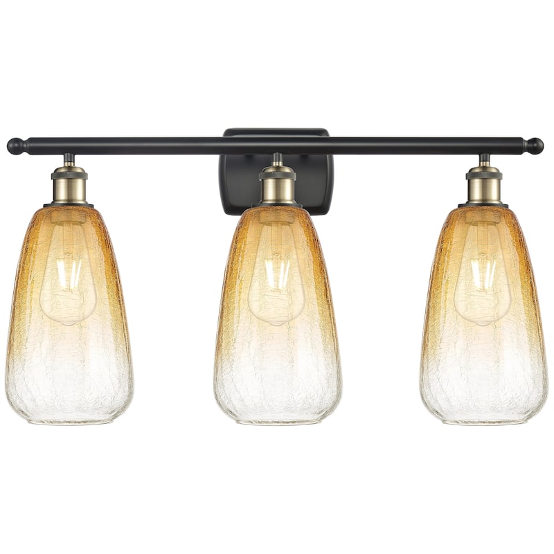 Innovations Lighting 516-3W-14-26 Brookhaven Almond Vanity Brookhaven - Black Antique Brass / Amber