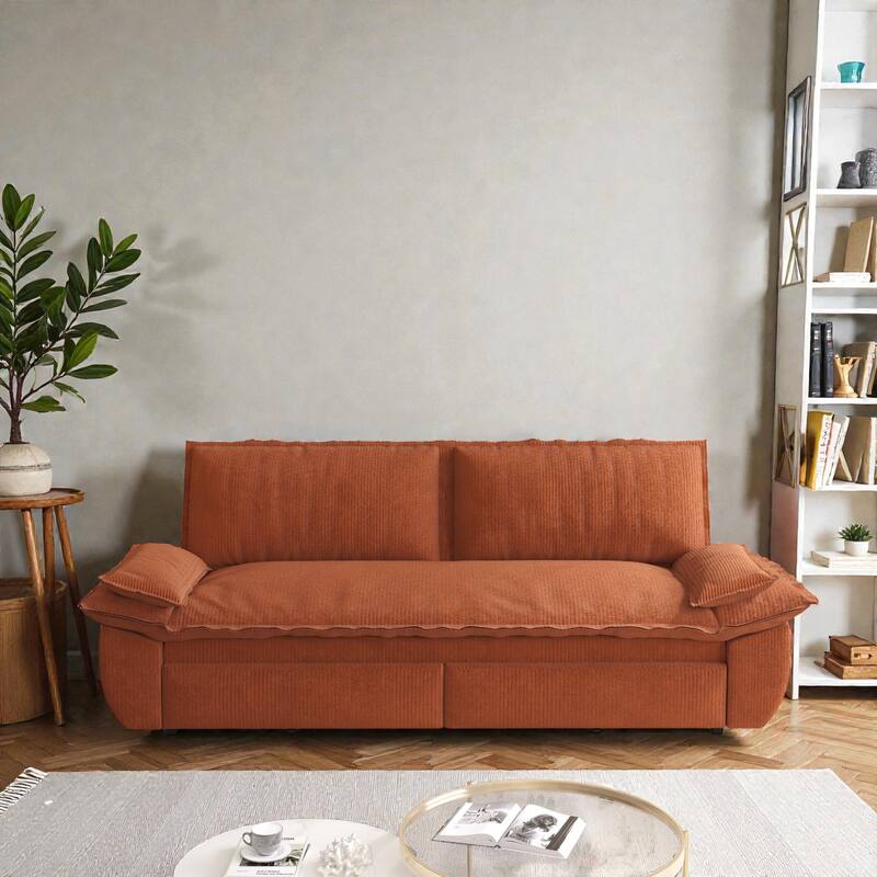 73.2" Pull Out Sofa Bed, 3-in-1 Convertible Queen Sleeper Sofa, Velvet Loveseat Couch for Living Room Bedroom