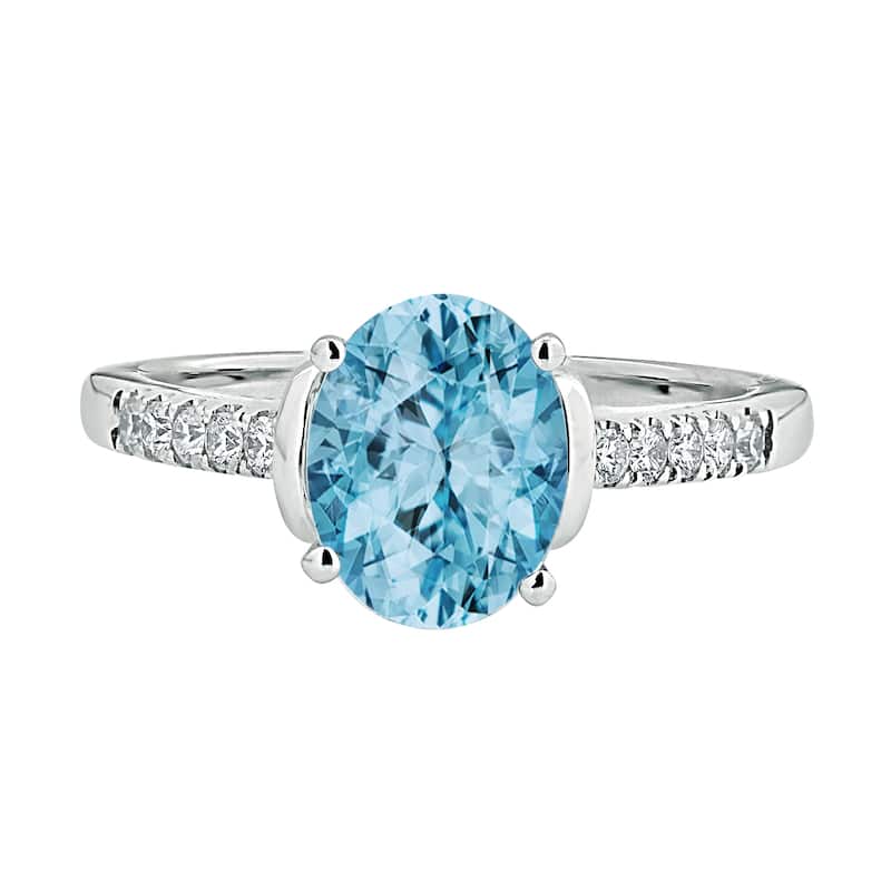 Auriya 2ct Fancy Oval Sky Blue Topaz and Diamond Engagement Ring 1/6ctw 14k Gold