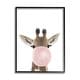 preview thumbnail 13 of 15, Stupell Baby Giraffe with Pink Bubble Gum Safari Animal Framed Wall Art 16 x 20 - Black