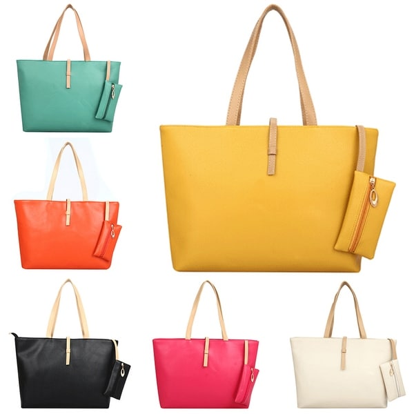 Shop Fashion Women Faux Leather Tote Zipper Shoulder Bag Handbag Shopping Purse Gift - Free ...