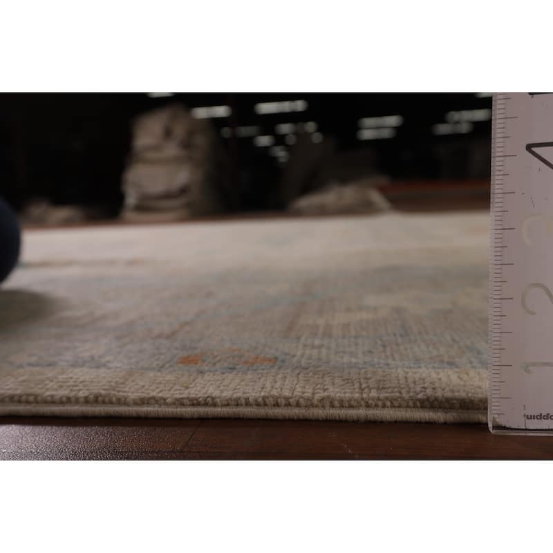 Vegetable Dye Oushak Area Rug Hand-Knotted Floral Wool Carpet - 8'1" x 10'0"