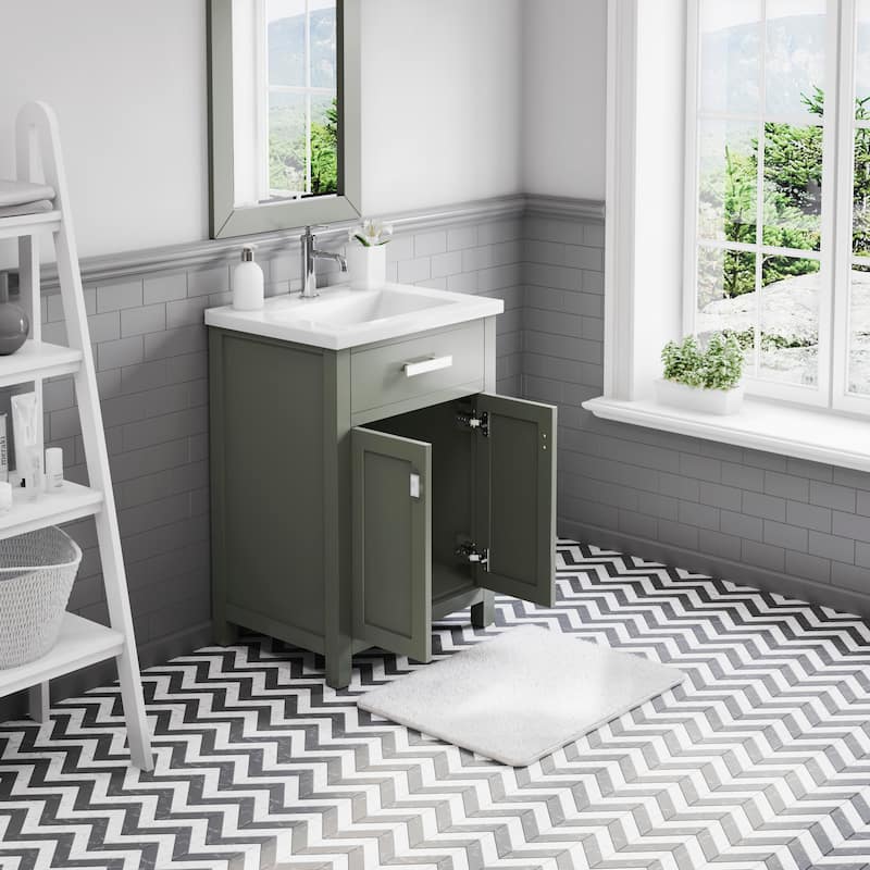 Myra 24 In. Integrated Ceramic Sink Top Vanity in Glacial Green