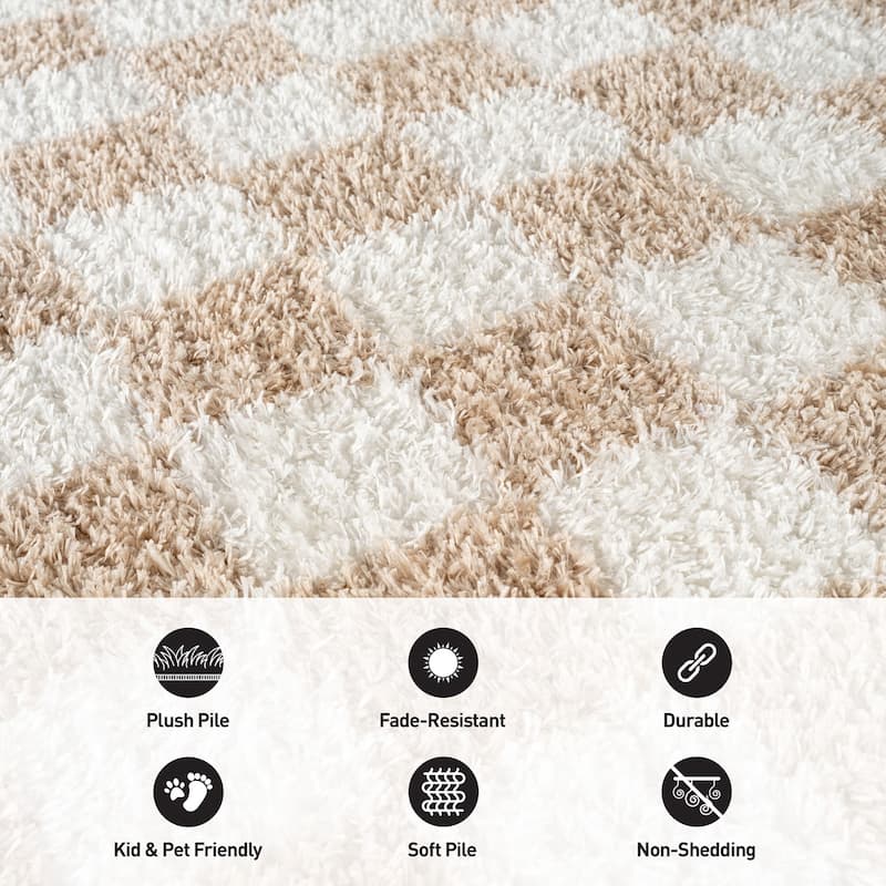 Block Shag Rug - Great for Living Room, Bedroom, or Entryway - Medium Pile, Easy to Clean - Anthracite Dark Gray