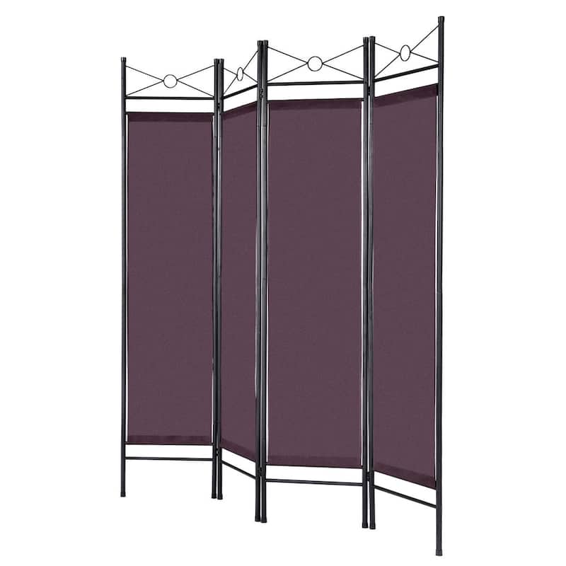 Costway Brown 4 Panel Room Divider Privacy Screen Home Office Fabric - see details