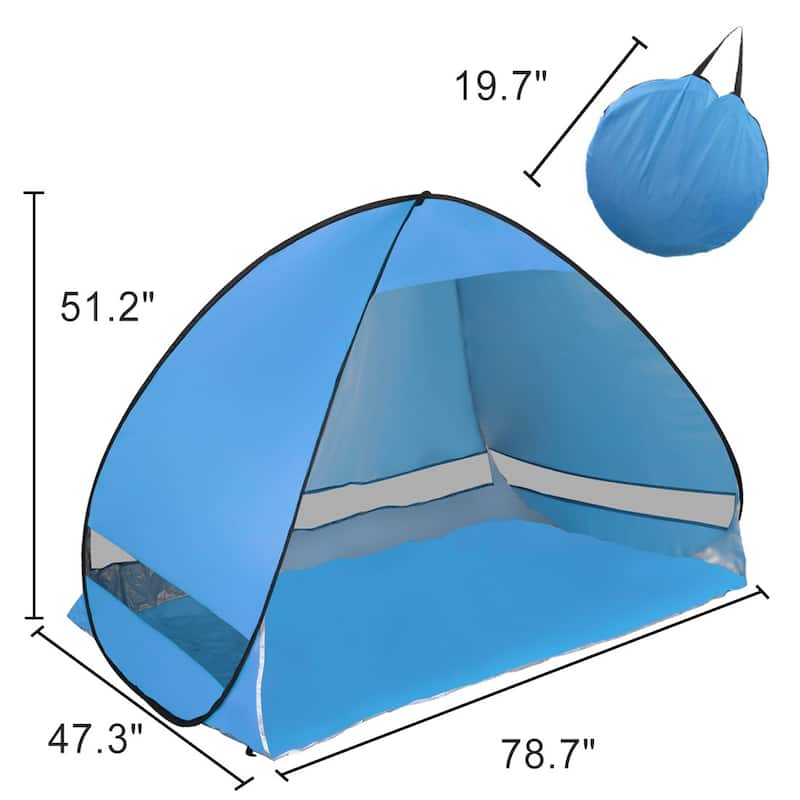 Outdoor Beach Tent, Folding Sun Shelter Instant Portable - Blue