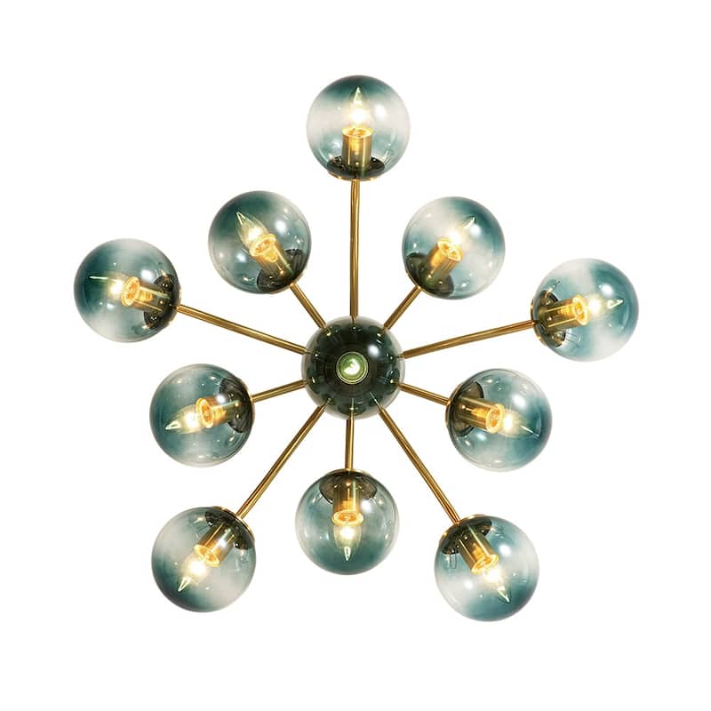 Gradient Blue Glass Globe Sputnik Bubble Ceiling Light 30in Chandelier