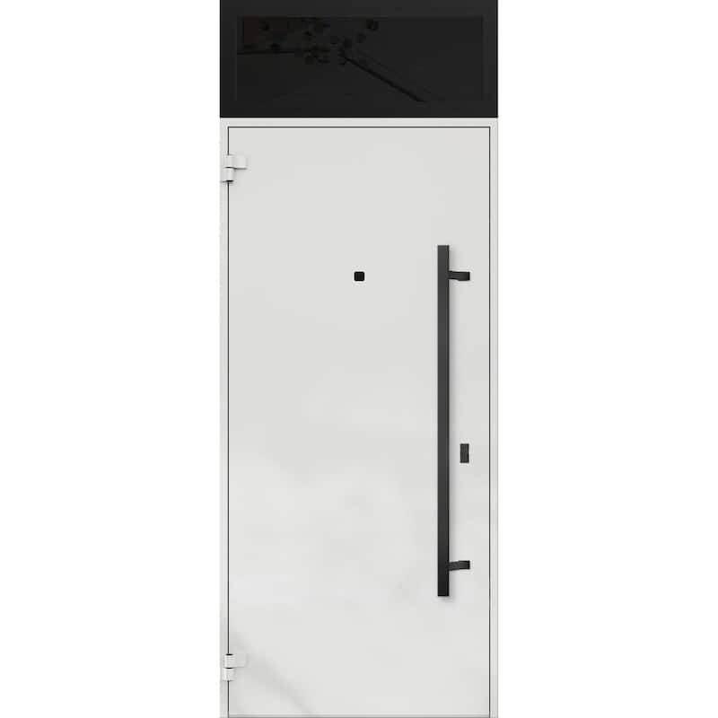 Front Prehung Steel Door 6072 Black Enamel Side and Top Window Sidelite W36+14xH80+16 Lh I Bedroom Door Bathroom Door