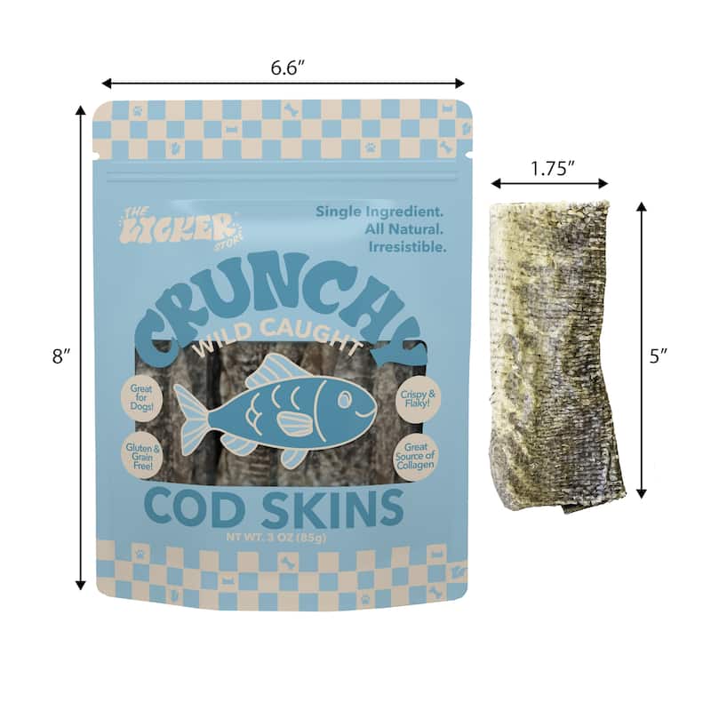 THE LICKER STORE Gluten and Grain-Free Omega-3 Single Ingredient Crunchy Dried Fish Treats for Dogs, 3oz Bag - N/A