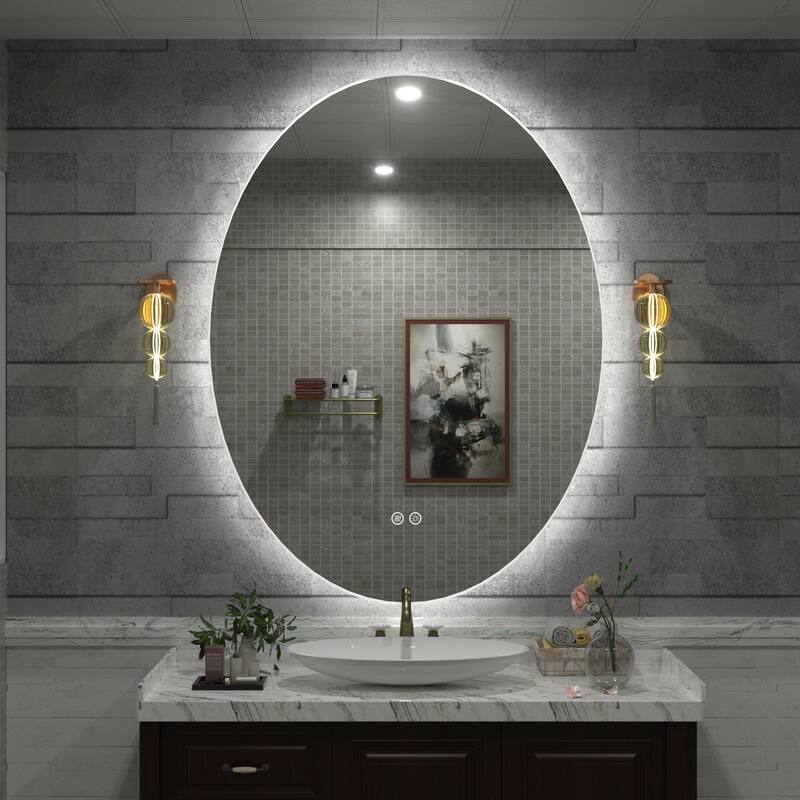KIOTEE Oval Backlit LED Lighted Anti-Fog Bathroom Vanity Mirror with ETL and 3-Year Warranty - 36x28