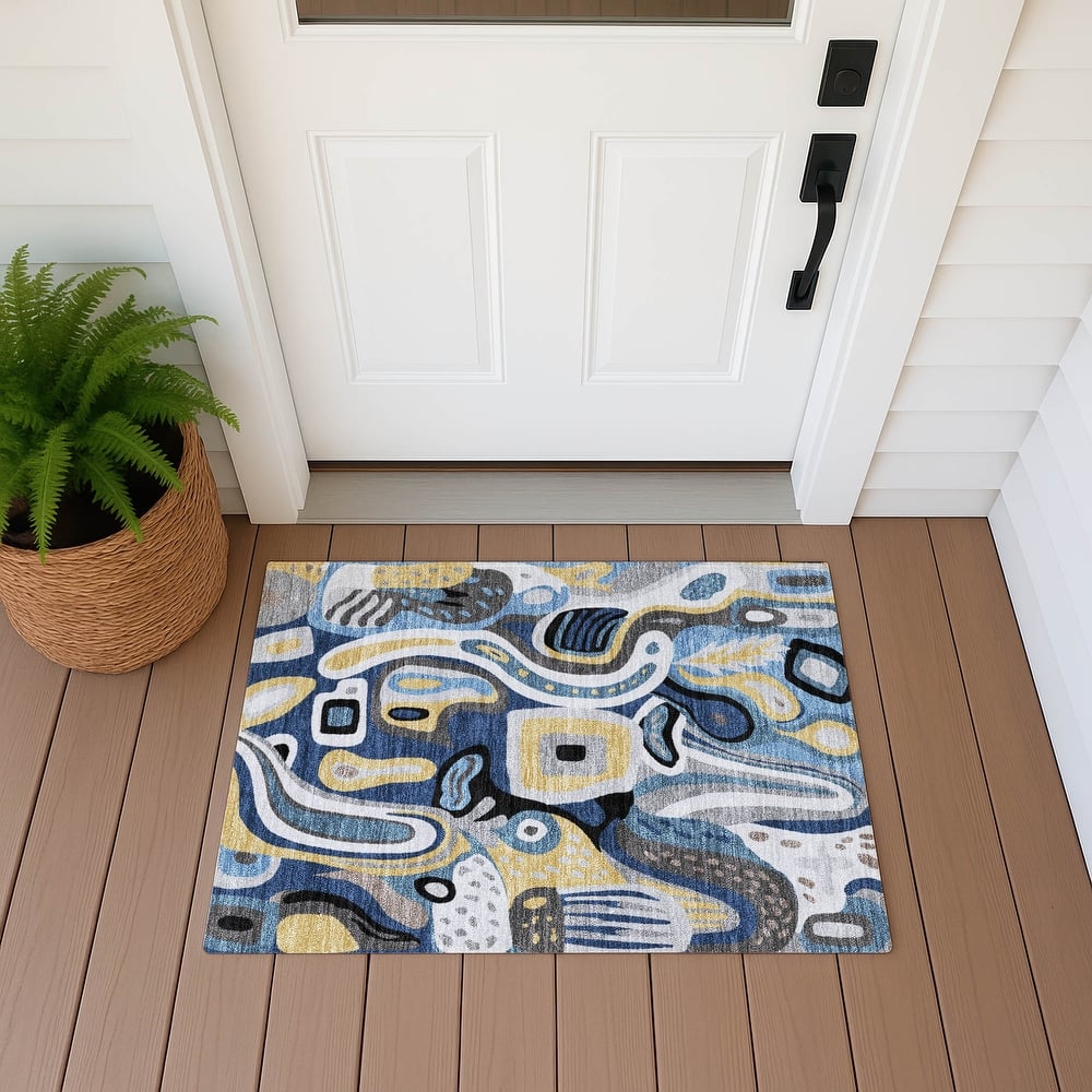 Machine Washable Indoor/ Outdoor Modern Picasy Chantille Rug