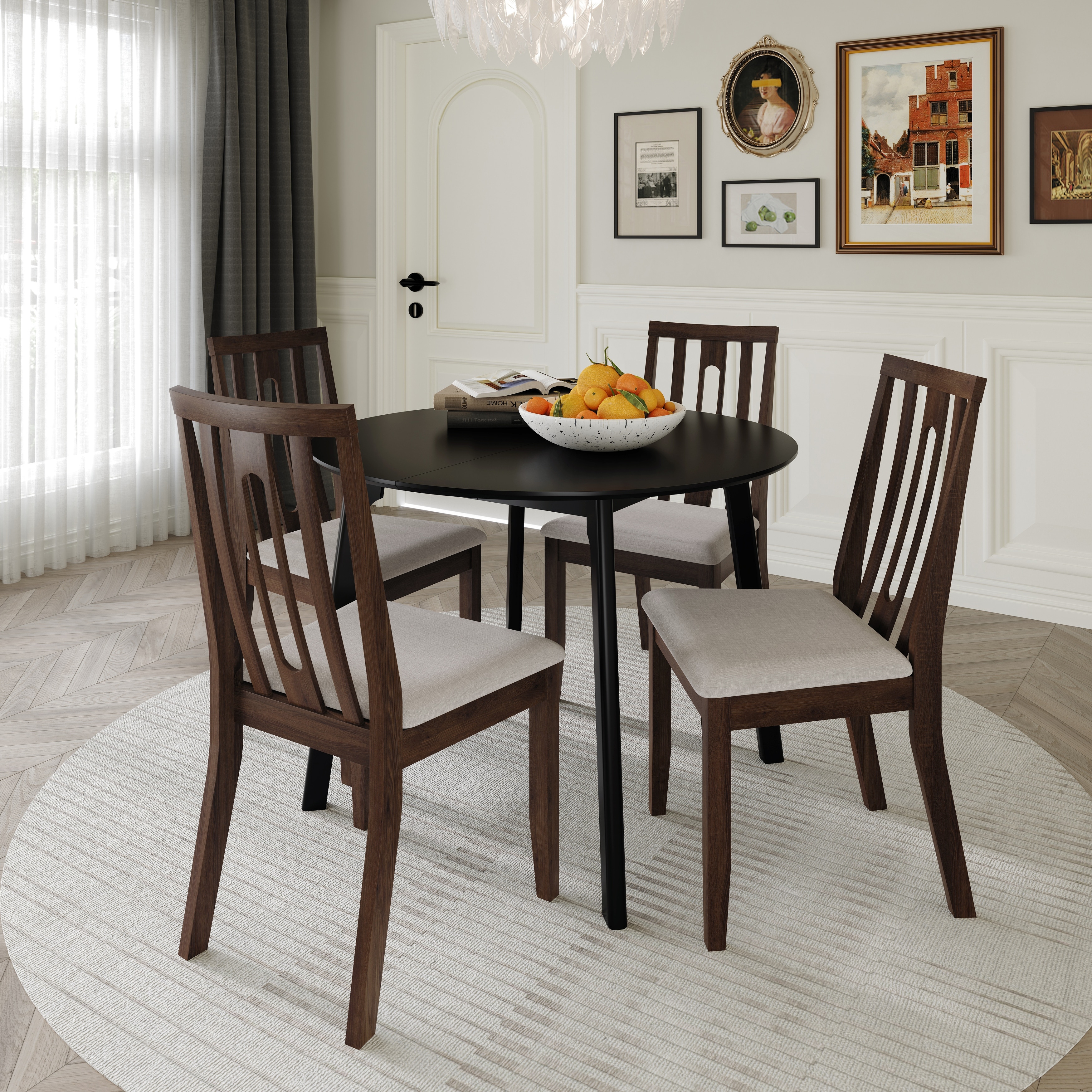 CraftPorch Contemporary 4-Piece Chair and Round Table Dining Set