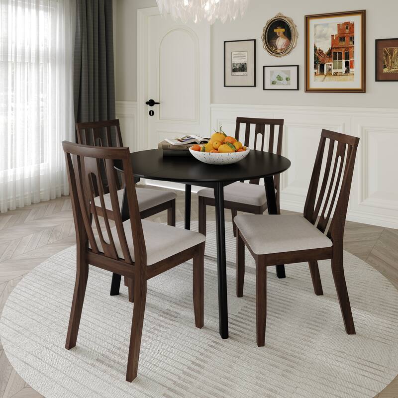 CraftPorch Contemporary 4-Piece Chair and Round Table Dining Set - Brown