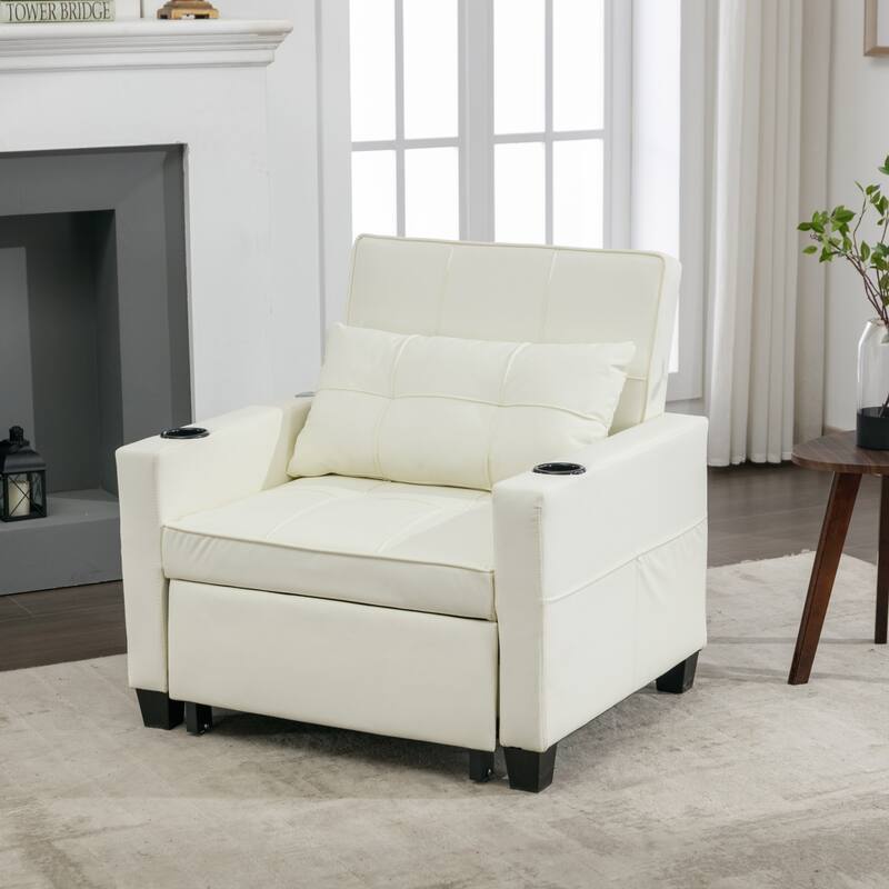 3-in-1 Pull out Convertible Futon Sleeper Armchair Beds with USB Ports