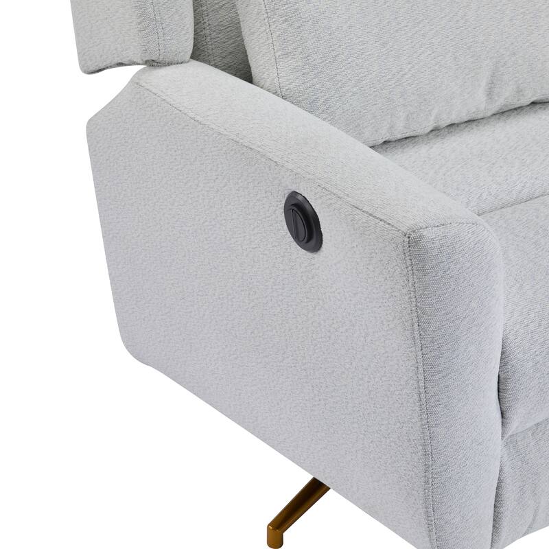 Roomfitters Power Swivel Recliner Chair, Upholstered 360° Swivel Power Recliner with Gold 5-Star Base