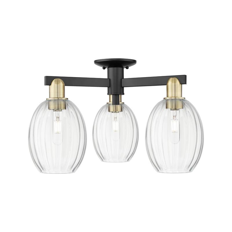 Innovations Lighting Downtown Urban - Preston - 3 Light 24" Bulb Shade Semi-Flush Mount