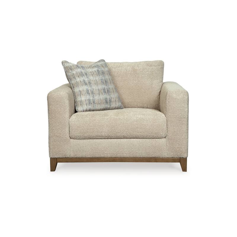 Klyn 47 Inch Accent Chair, Decorative Pillow, Oversized, Beige Polyester
