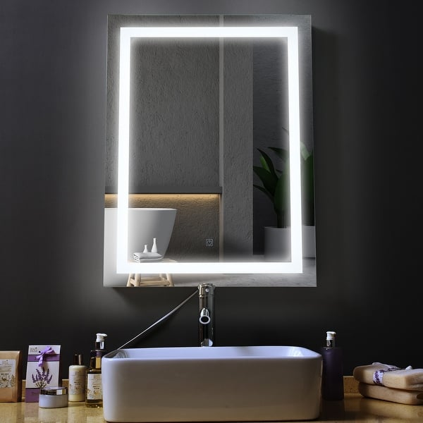 36/”x 28/” Horizontal//Vertiacl Glsmor 36x28 Inch Bathroom Vanity LED Mirror Anti-Fog Dimmable Large Wall Mounted Makeup Mirror with Light/