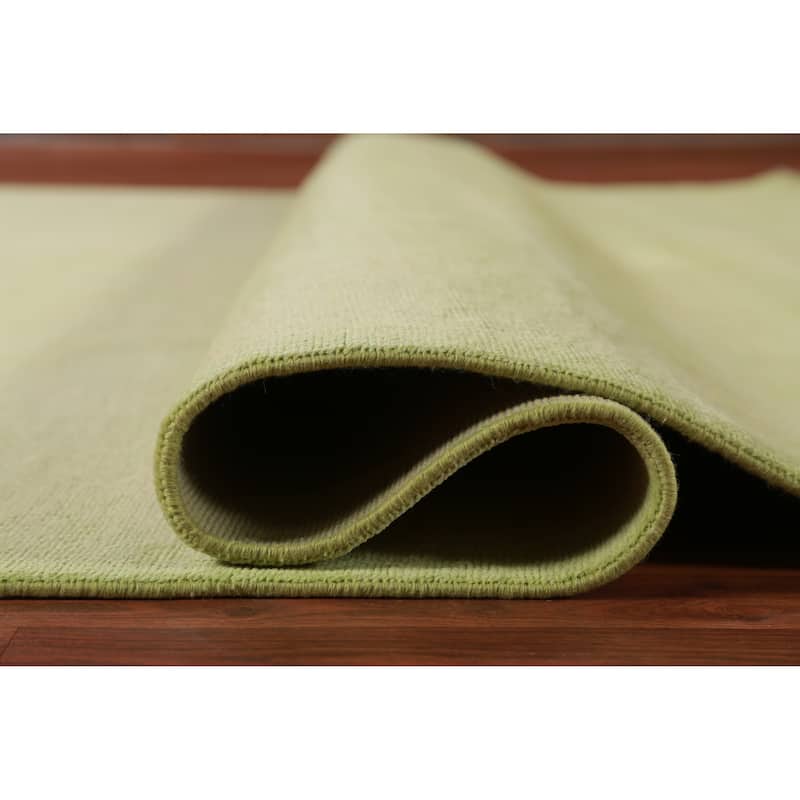 Pistachio Green Solid Gabbeh Persian Area Rug Handmade Wool Carpet - 9'5" x 12'2"