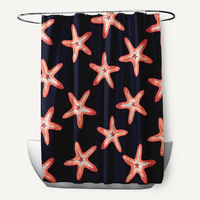 71 x 74-inch Soft Starfish Geometric Print Shower Curtain