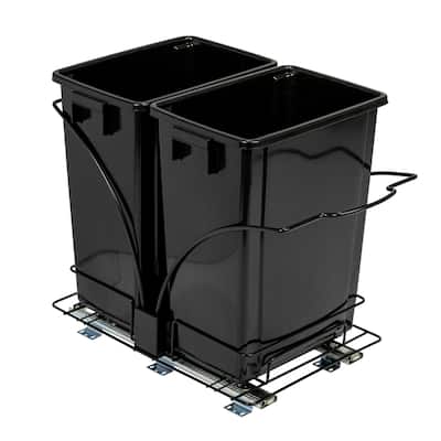 Household Essentials Chrome-Plated Steel Pull-Out/Slide-Out Double Trash Cans