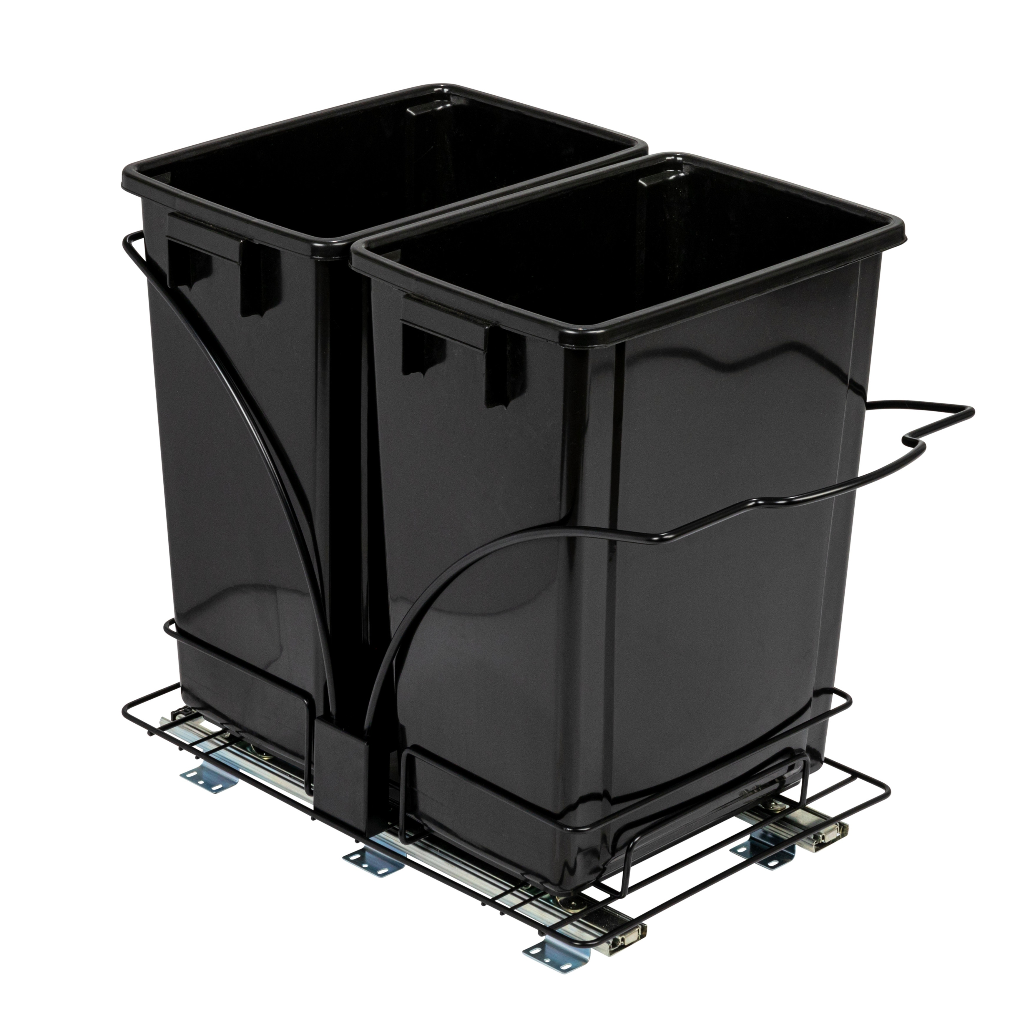 Household Essentials Chrome-Plated Steel Pull-Out/Slide-Out Double Trash Cans